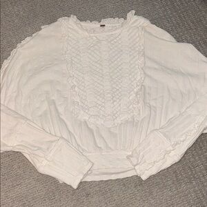 Free People Cream Textured Lace Sweater
